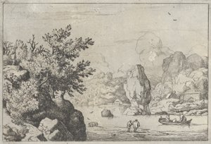 La roca en el medio del río de Allart van Everdingen