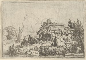 La cabaña en ruinas, rodeada de agua, siglo XVII de Allart van Everdingen