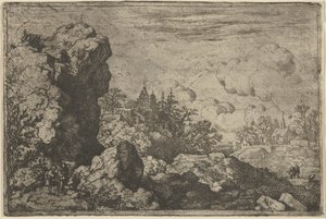 Los Tres Viajeros al Pie de la Roca Alta, siglo XVII de Allart van Everdingen