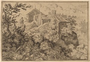 Tres Cabañas en una Roca, probablemente c. 1645-1656 de Allart van Everdingen