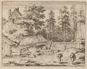 Tres cabañas, probablemente c. 1645-1656 de Allart van Everdingen