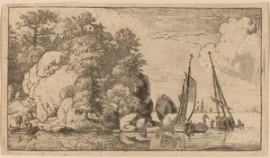 Dos barcos en un río ancho de Allart van Everdingen