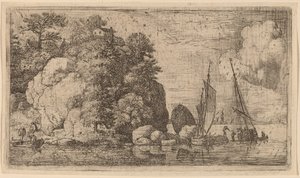 Dos barcos en un río ancho de Allart van Everdingen