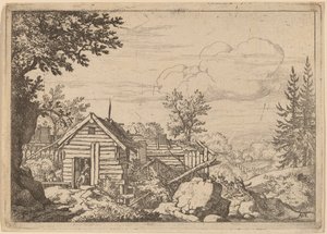 Dos Hombres en la Puerta de una Cabaña, probablemente c. 1645-1656 de Allart van Everdingen