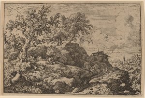 Dos campesinos sentados en una colina, probablemente c. 1645-1656 de Allart van Everdingen