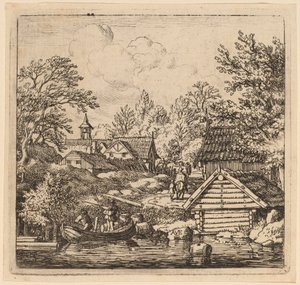 Descargando una barcaza, probablemente c. 1645-1656 de Allart van Everdingen