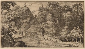 Molino de agua al pie de una montaña, probablemente c. 1645-1656 de Allart van Everdingen