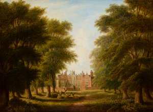Una vista de Castle Bromwich Hall, c.1844-82 (óleo sobre lienzo) de Allen Edward Everitt