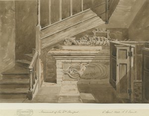 Handsworth - Monumento de Sir William Stanford: dibujo en sepia, 6 Abr 1842