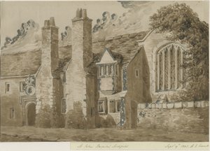 Lichfield - Hospital y Capilla de San Juan: dibujo en sepia roja, 9 de septiembre de 1842