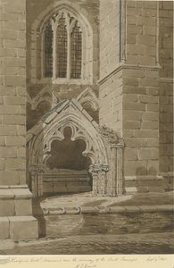 Catedral de Lichfield - Transepto sur: dibujo en sepia roja, 9 de septiembre de 1842 de Allen Edward Everitt