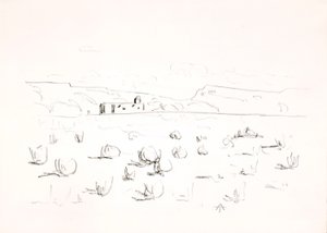 Pradera con iglesia al fondo