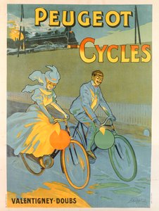 Cartel publicitario de las bicicletas Peugeot (litografía en color) de Almery Lobel Riche