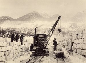 Construcción de los túneles Worcheiner, iniciada en 1897. foto 1905 (foto) de Alois Beer