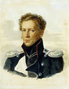Sergey Lanskoy (1789-1832), oficial de los Caballeros de la Guardia. Obra de Alois Gustav Rockstuhl (1798-1877), acuarela sobre papel