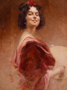 Alemán: Gitano con pandereta de Alois Hans Schram
