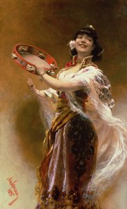 Gitana con pandereta de Alois Hans Schram
