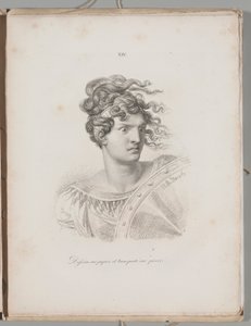 El arte de la litografía: Cabeza de amazona, Lámina XIV de Alois Senefelder