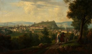 Graz con Schlossberg de Alois von Saar