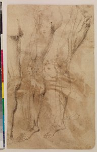 Tres estudios de una pierna masculina (verso) c.1537 (pluma y tinta marrón sobre papel verjurado) [véase 5948317]. de Alonso (workshop of) Berruguete