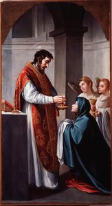 La Virgen recibe la comunión de San Juan Bautista