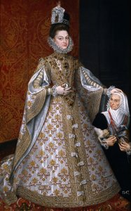 Isabel Clara Eugenia de Austria con la enana Magdalena Ruiz de Alonso Sánchez Coello