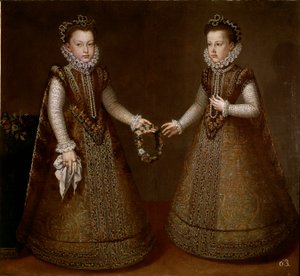 Retrato de Isabel y Catalina, hijas del Rey Felipe II (1527-1598) de España. Pintura de Alonso Sanchez-Coello (circa 1531-1588) 1570. Madrid, Museo del Prado de Alonso Sánchez Coello