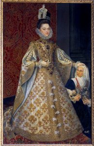 Retrato de cuerpo entero de la Infanta de España Isabel Clara Eugenia de Habsburgo, soberana de los Países Bajos y Magdalena Ruiz de Alonso Sánchez Coello