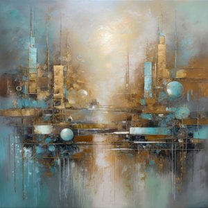 Reflejo de un paisaje urbano futurista