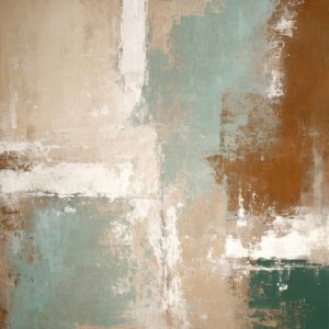 Abstracto en tonos tierra y verde azulado apagados