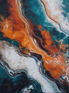 Olas de piedra naranja y verde azulado