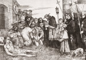 Víctimas de la peste en Roma (grabado) de Alphonse (after) Legros