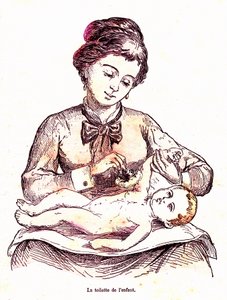 El aseo del niño - La vida normal y la salud por J. Rengade. Dibujo de A. Demarle 1881 de Alphonse Demarle