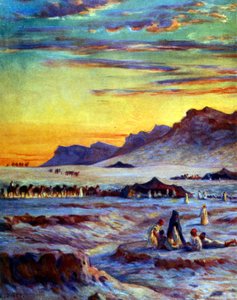 Grupo de nómadas árabes en el desierto. por Nasreddine Dinet (Alphonse-Étienne Dinet). 1861 1929. pintor orientalista francés 1918 de Alphonse Etienne Dinet
