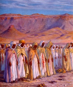 Ilustración de peregrinos árabes musulmanes camino de La Meca, por Nasreddine Dinet (Alphonse-Étienne Dinet). 1861 1929