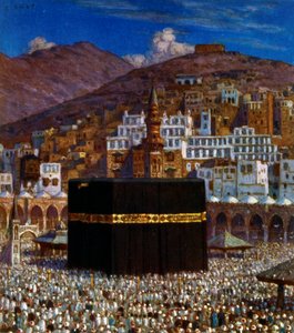 Ilustración de peregrinos musulmanes en la Kabbah de La Meca, por Nasreddine Dinet (Alphonse-Étienne Dinet). 1861 1929