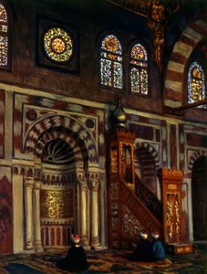 Interior de una mezquita con un Mihrab. por Nasreddine Dinet (Alphonse-Étienne Dinet). 1861 1929. pintor orientalista francés 1918