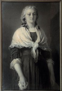 Retrato de la reina María Antonieta (1755-1793) en la Conserjería La reina, representada en 1793, lleva luto. Dibujo a carboncillo de Alphonse Francois (1814-1888) 1851 Sol. 0,72x1,11 m Malmaison, musee du chateau de Alphonse François