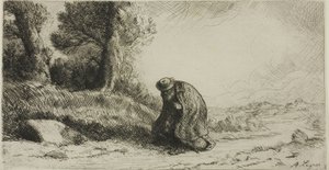 Un vagabundo caminando por un sendero de Alphonse Legros