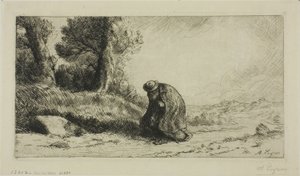 Un vagabundo caminando por un sendero de Alphonse Legros