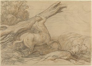 Centauro cargando un tronco de árbol de Alphonse Legros