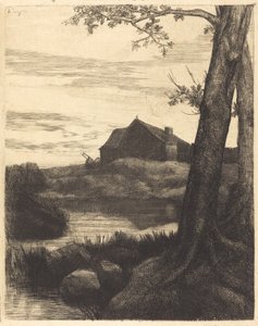 Granja con gran árbol de Alphonse Legros