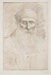 Cabeza de un hombre con barba larga de Alphonse Legros