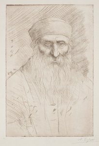 Cabeza de un hombre con barba larga de Alphonse Legros