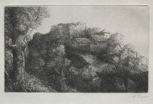 Paisaje (con edificios) de Alphonse Legros