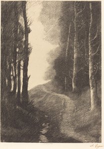 Paisaje con abedules de Alphonse Legros
