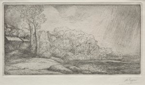 Paisaje con dos árboles (Paysage aux deux Arbres) de Alphonse Legros