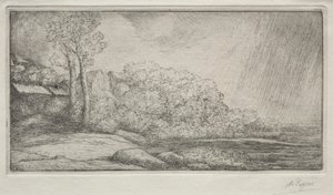 Paisaje con dos árboles de Alphonse Legros