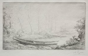 La partida para la pesca, en las brumas de Alphonse Legros