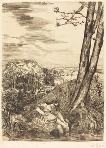 Campesina lavándose los pies de Alphonse Legros